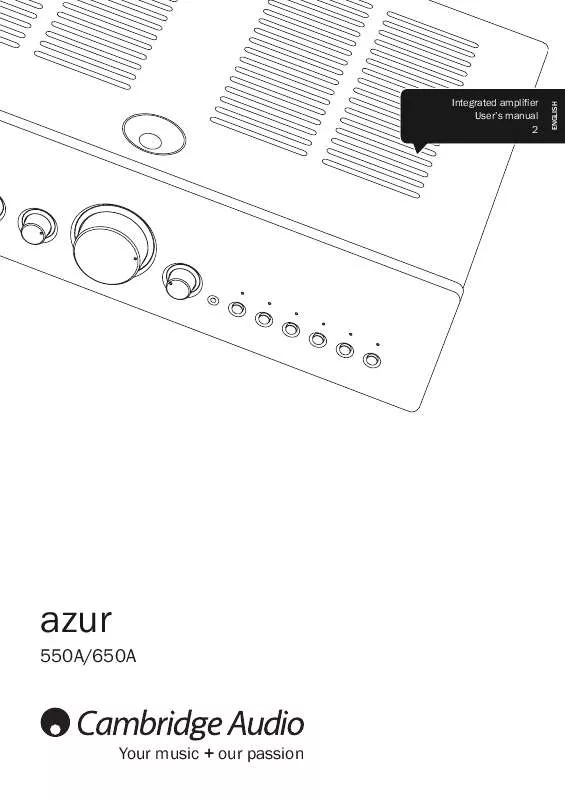 Mode d'emploi CAMBRIDGE AUDIO AZUR 550A