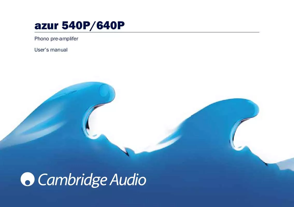 Mode d'emploi CAMBRIDGE AUDIO AZUR 640P