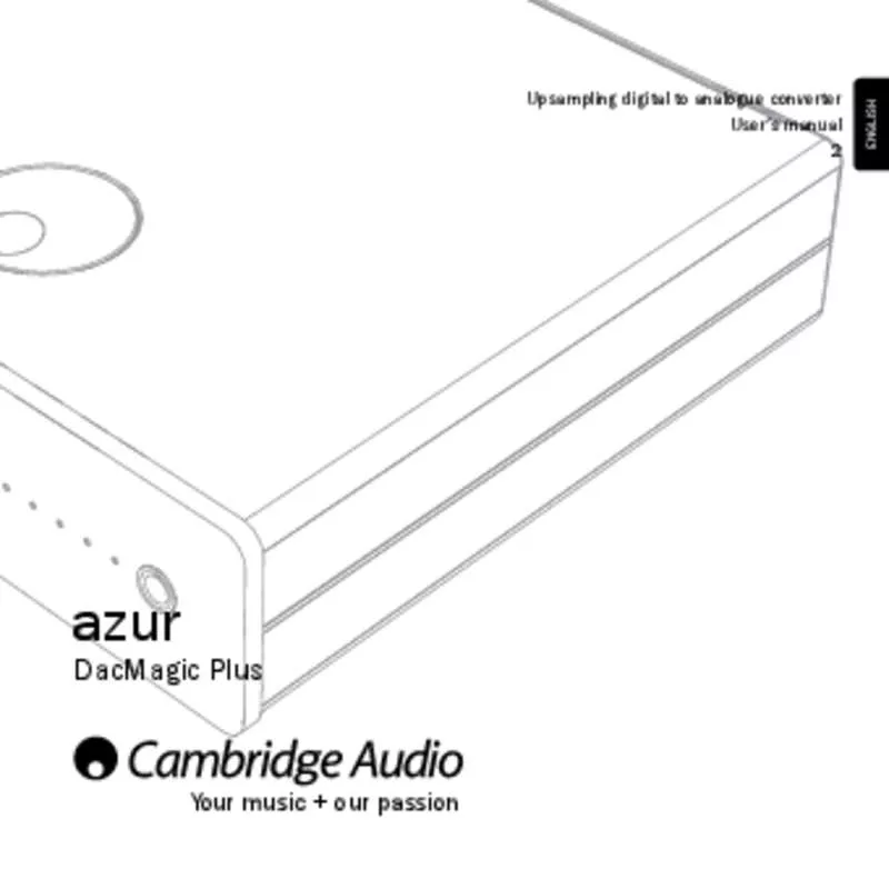 Mode d'emploi CAMBRIDGE AUDIO DACMAGIC PLUS