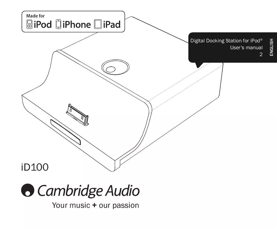 Mode d'emploi CAMBRIDGE AUDIO ID100