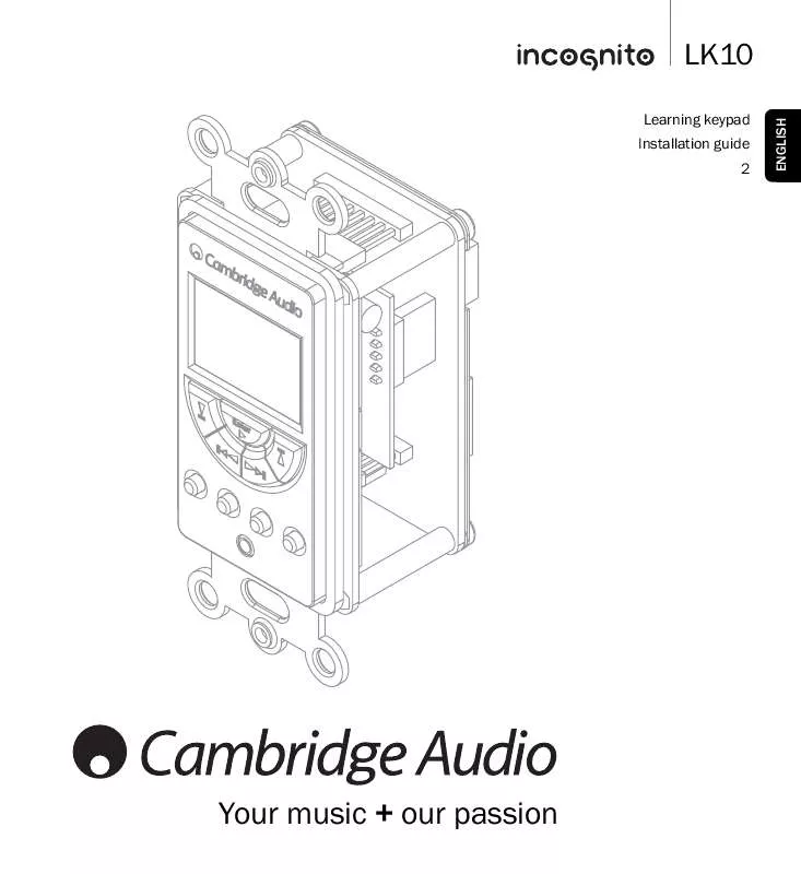 Mode d'emploi CAMBRIDGE AUDIO INCOGNITO LK10