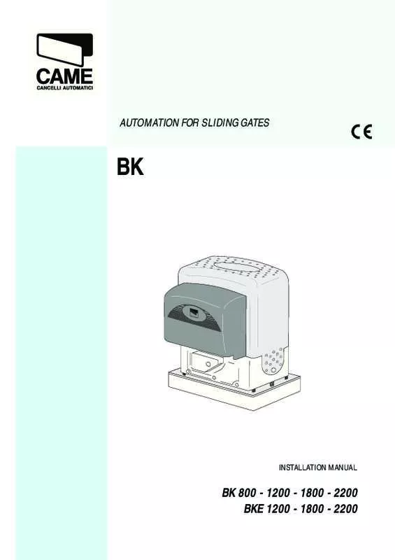 Mode d'emploi CAME BK1810