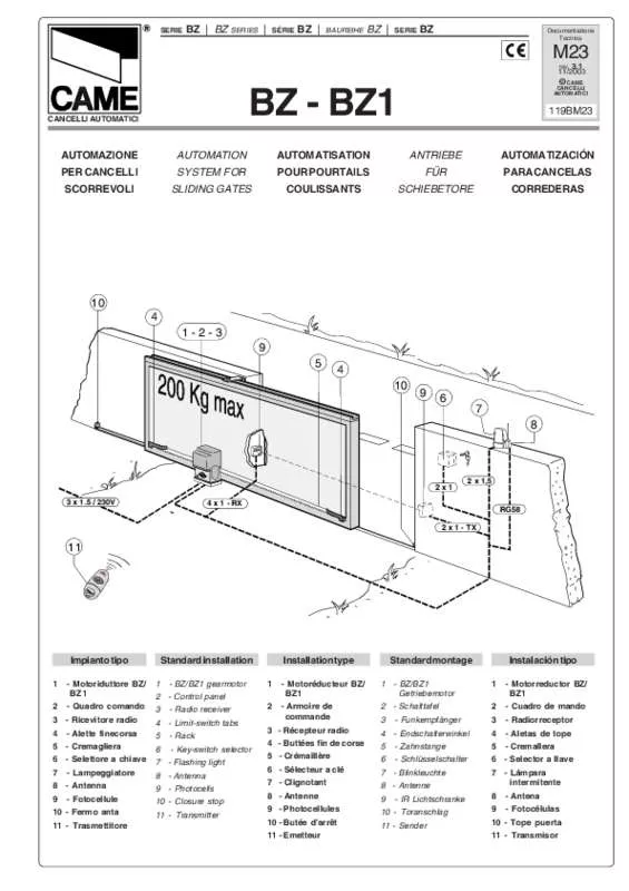 Mode d'emploi CAME BZ-BZ1