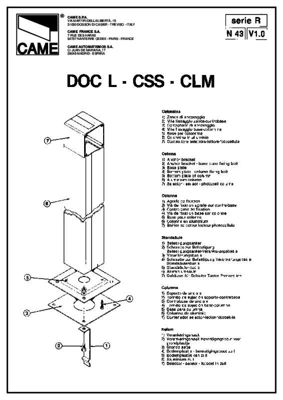 Mode d'emploi CAME CSS