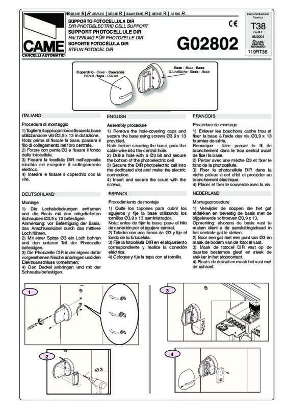 Mode d'emploi CAME G02802