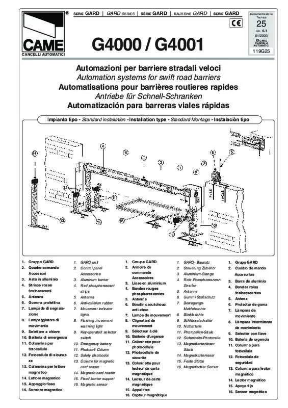 Mode d'emploi CAME G4001