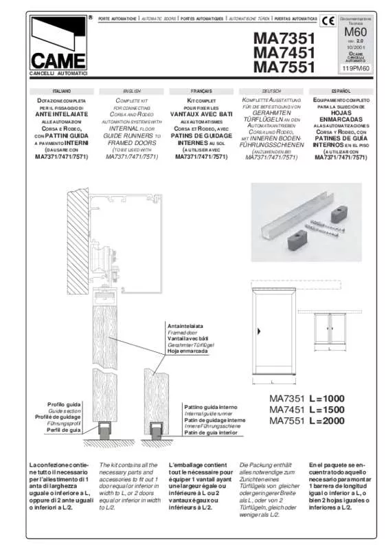 Mode d'emploi CAME MA7551