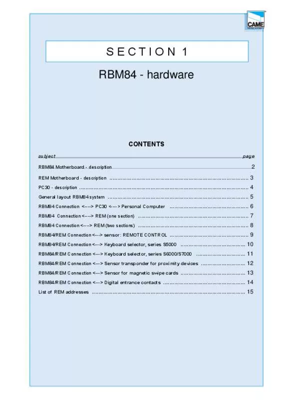Mode d'emploi CAME RBM84