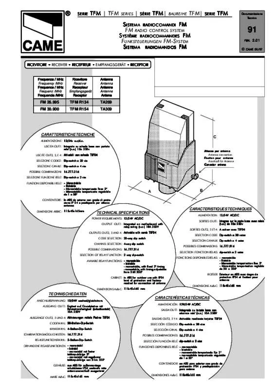 Mode d'emploi CAME TFM R134