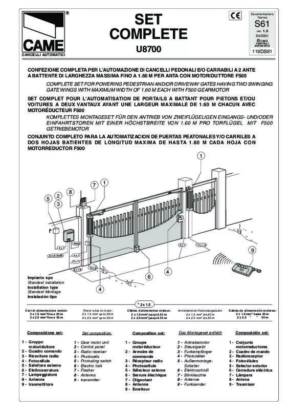 Mode d'emploi CAME U8700