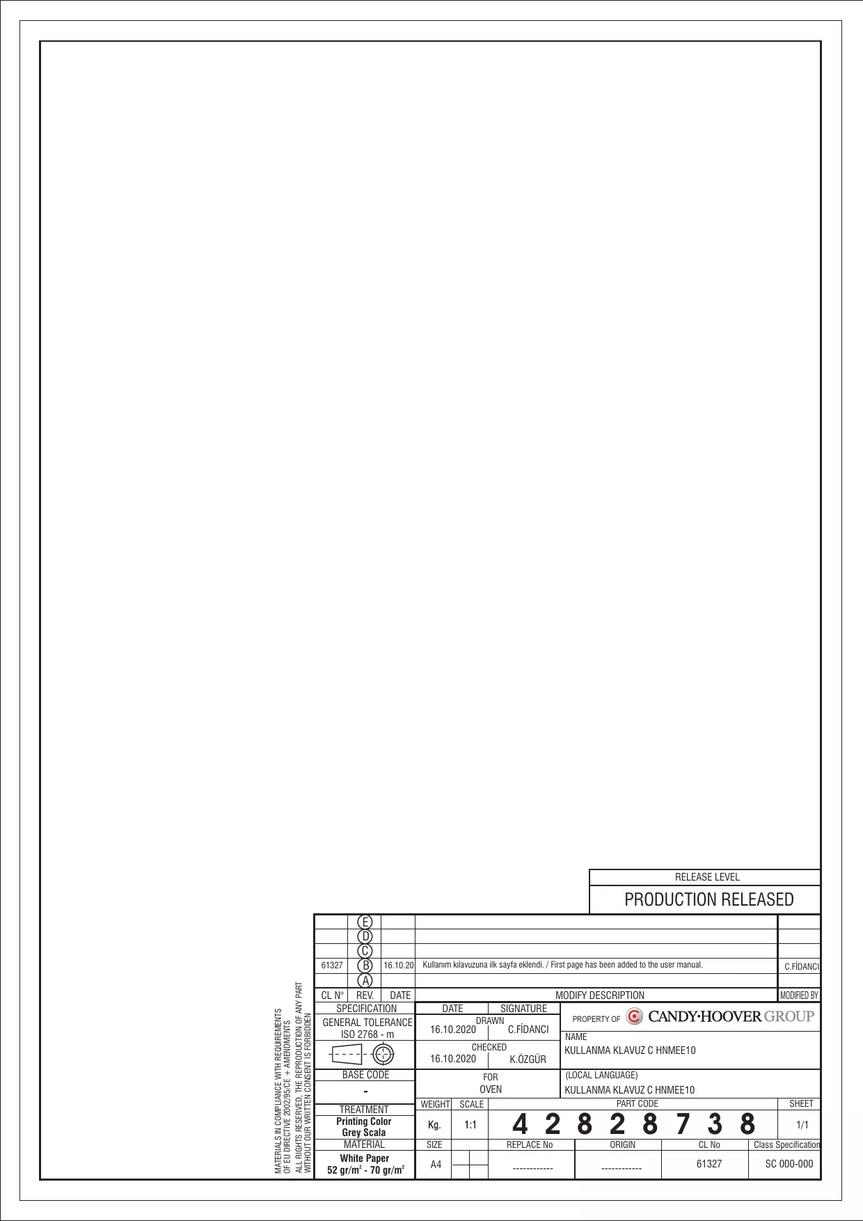 Mode d'emploi CANDY FCP52X/E