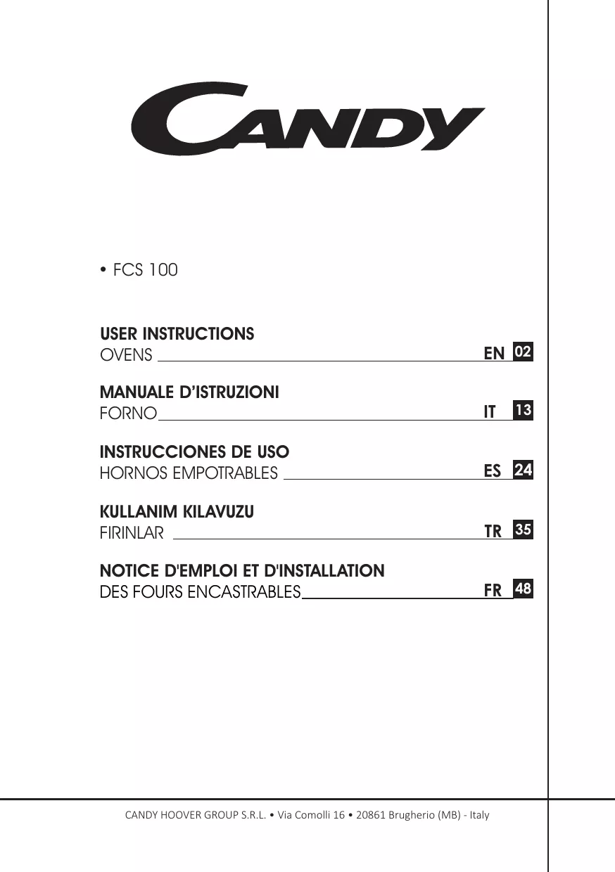 Mode d'emploi CANDY FCS 100 X/E