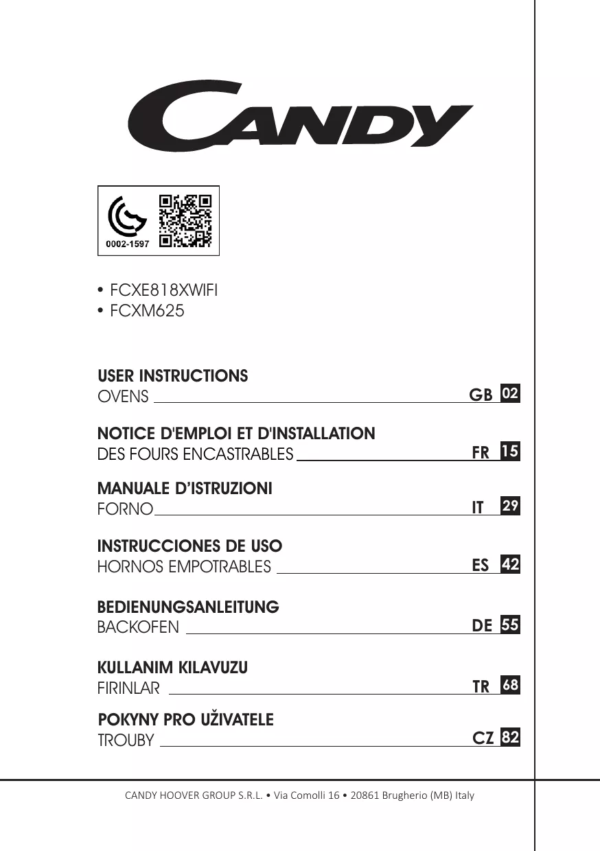 Mode d'emploi CANDY FCXM625NX/E