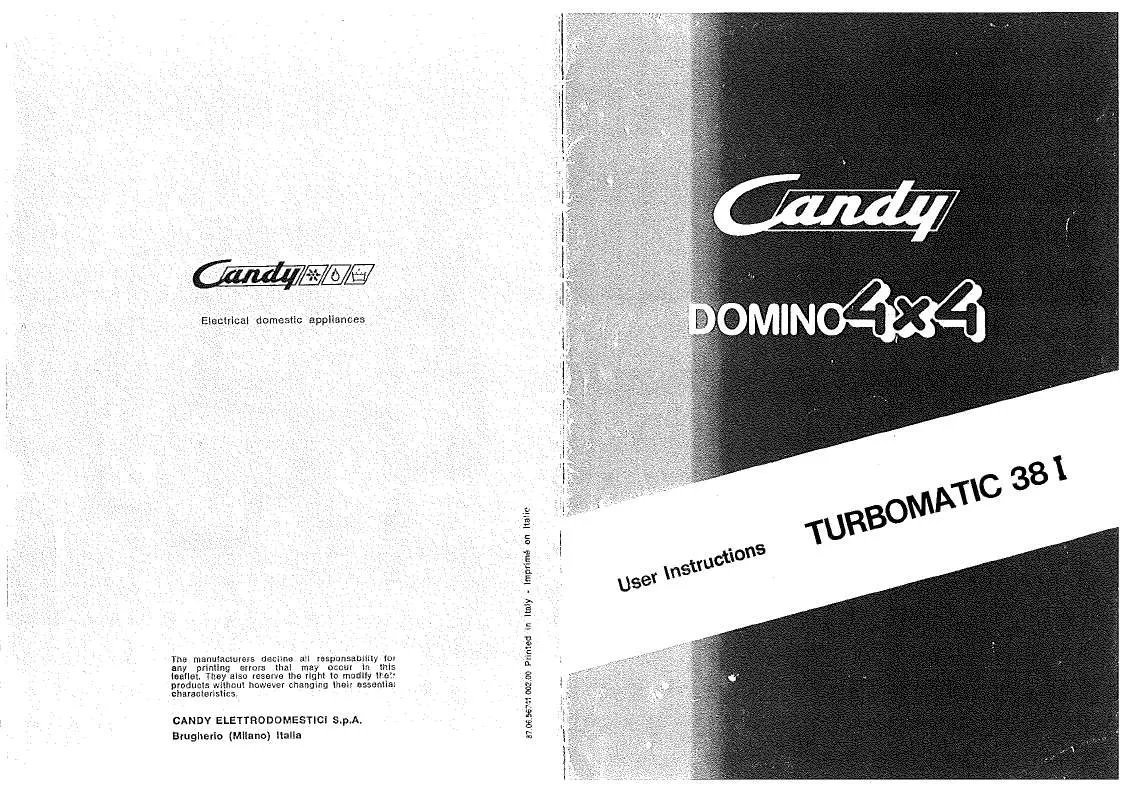 Mode d'emploi CANDY TURBOMATIC 38 I