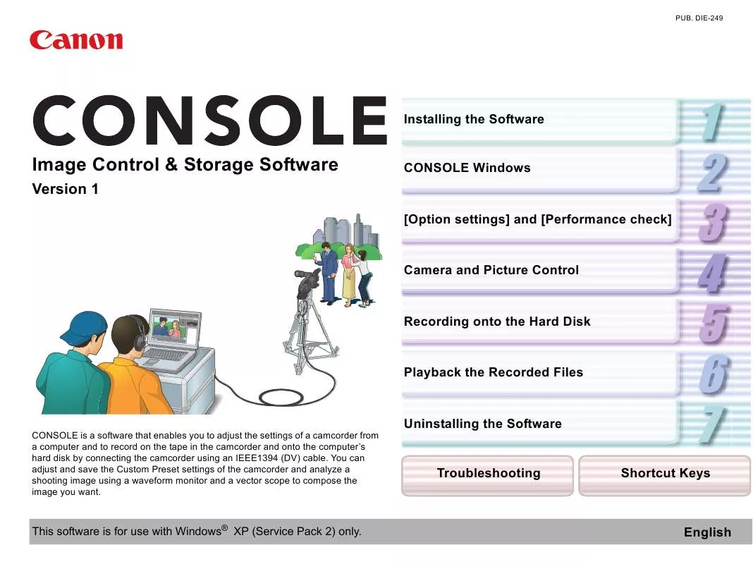 Mode d'emploi CANON CONSOLE IMAGE CONTROL-STORAGE SOFTWARE V1.1