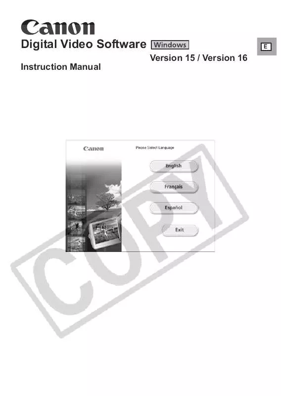 Mode d'emploi CANON DIGITAL VIDEO SOFTWARE