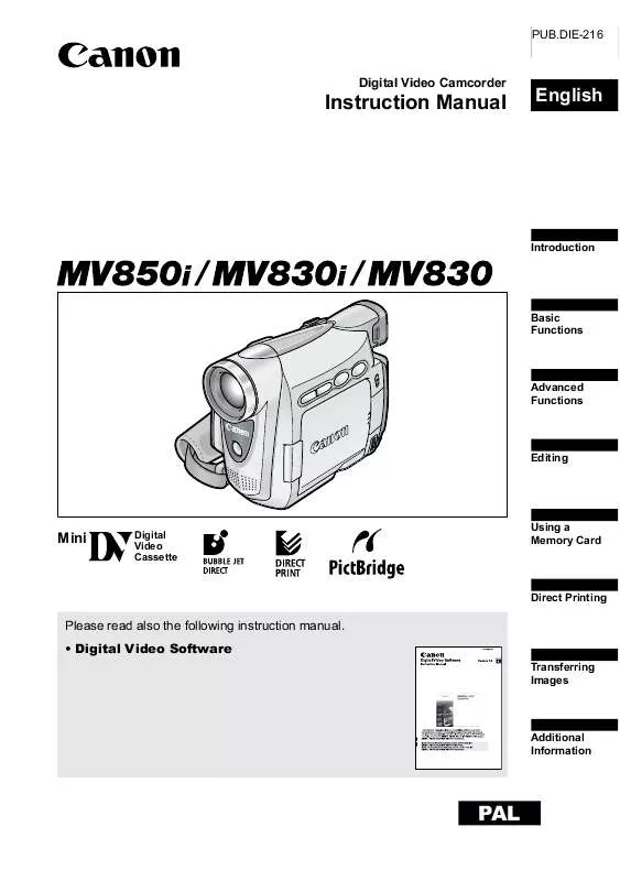 Mode d'emploi CANON MV-MV830I