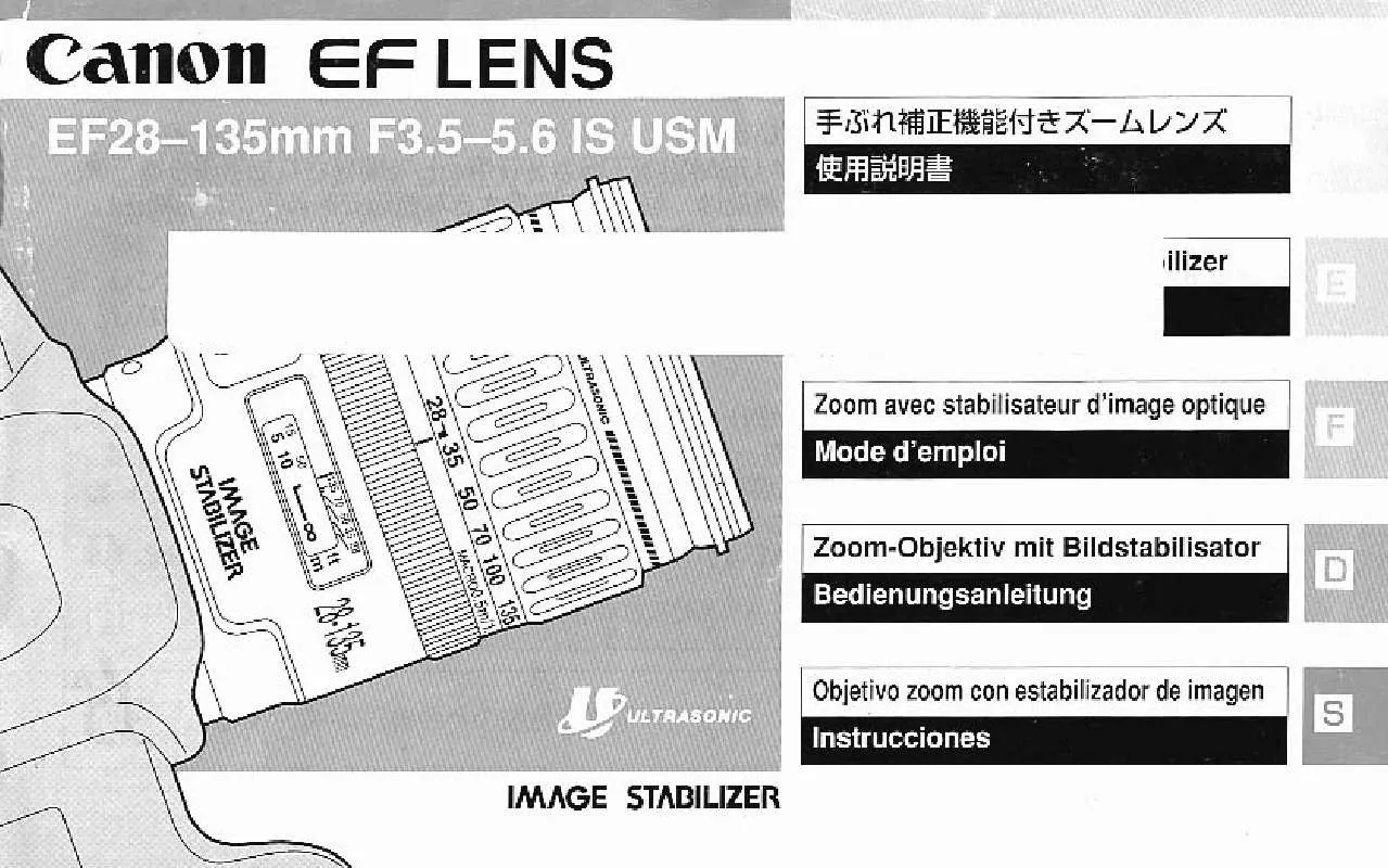 Mode d'emploi CANON EF 28-135MM F-3.5-5.6 IS USM