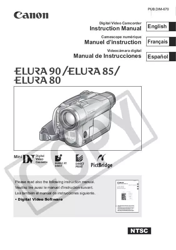 Mode d'emploi CANON ELUR A90