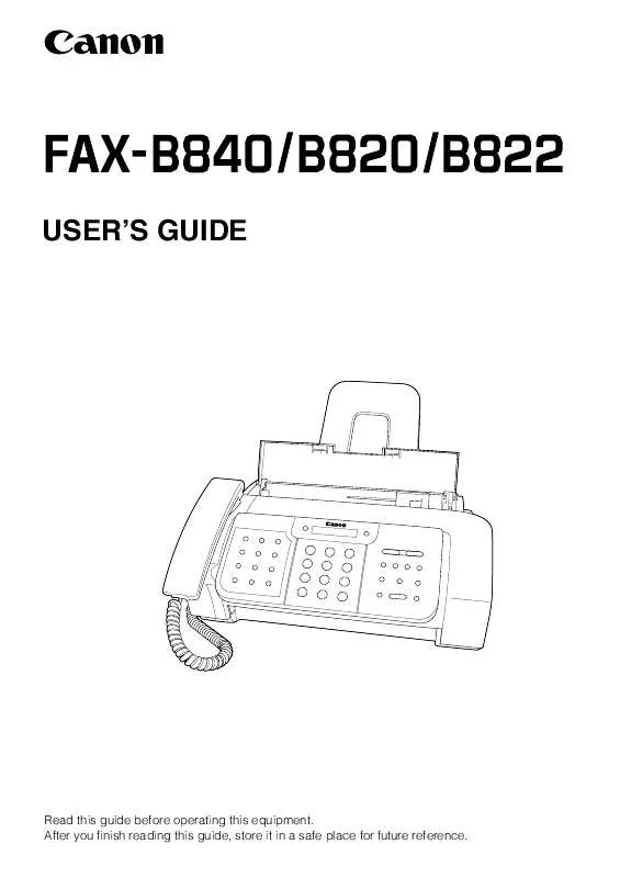 Mode d'emploi CANON FAX-B822