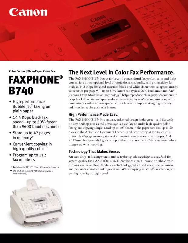 Mode d'emploi CANON FAX-PHONE B740