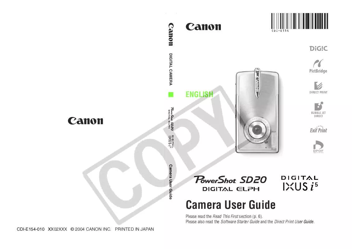 Mode d'emploi CANON IXUS I5