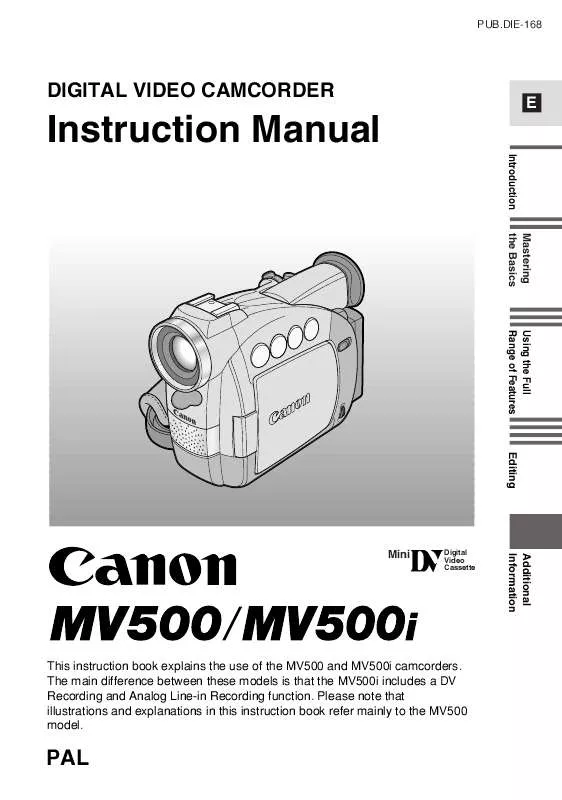 Mode d'emploi CANON MV500