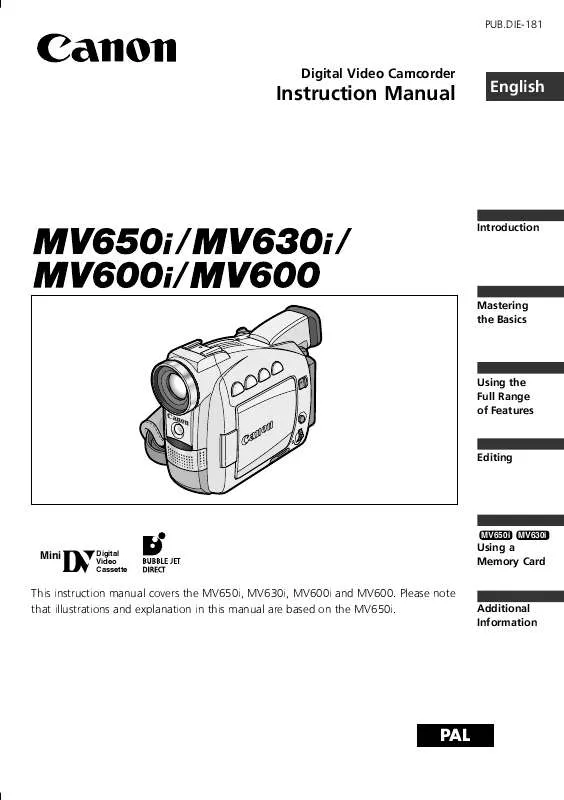 Mode d'emploi CANON MV600I