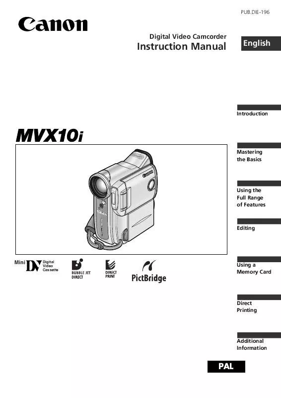 Mode d'emploi CANON MVX10I