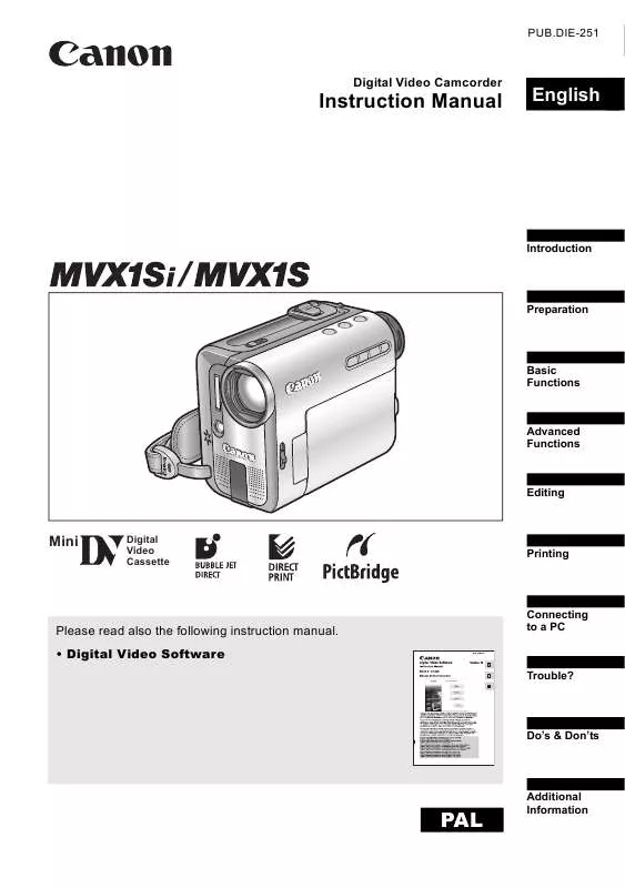 Mode d'emploi CANON MVX1S