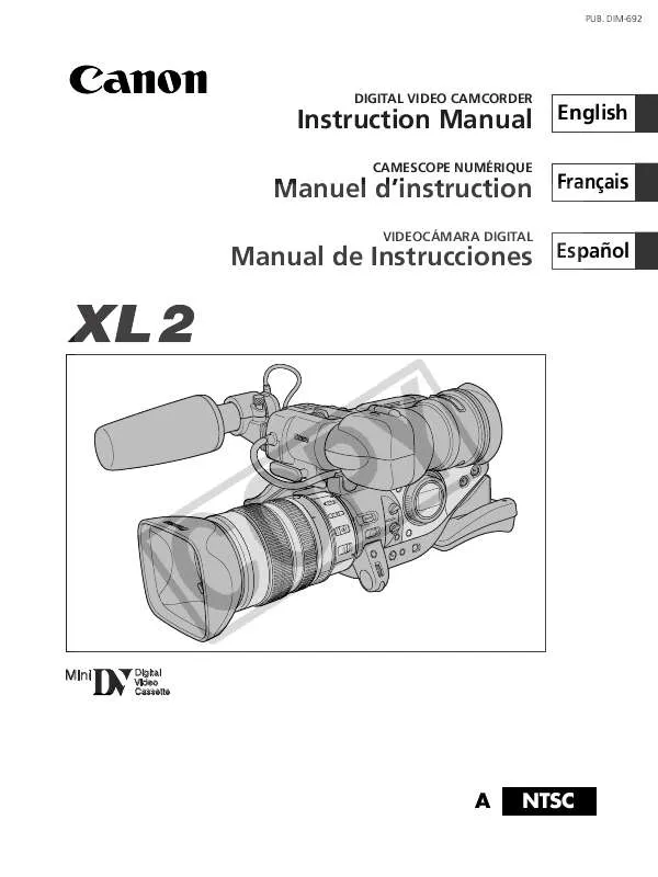 Mode d'emploi CANON OPTURA XL2