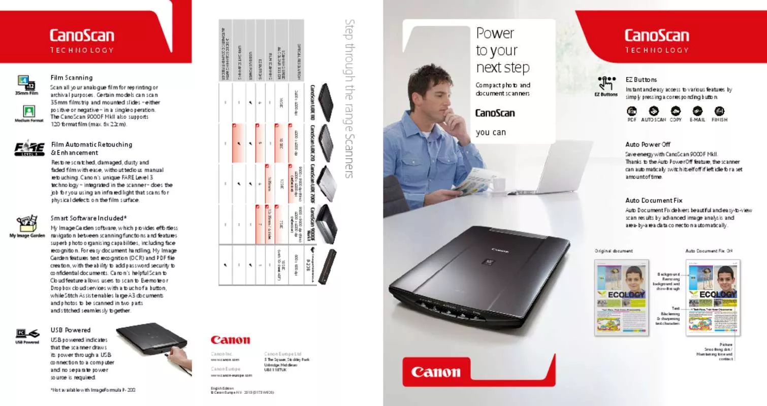 Mode d'emploi CANON SCANNER RANGE LEAFLET 2013