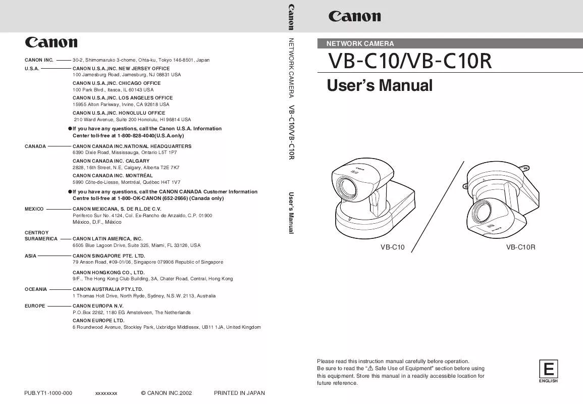 Mode d'emploi CANON VB-C10-VB-C10R