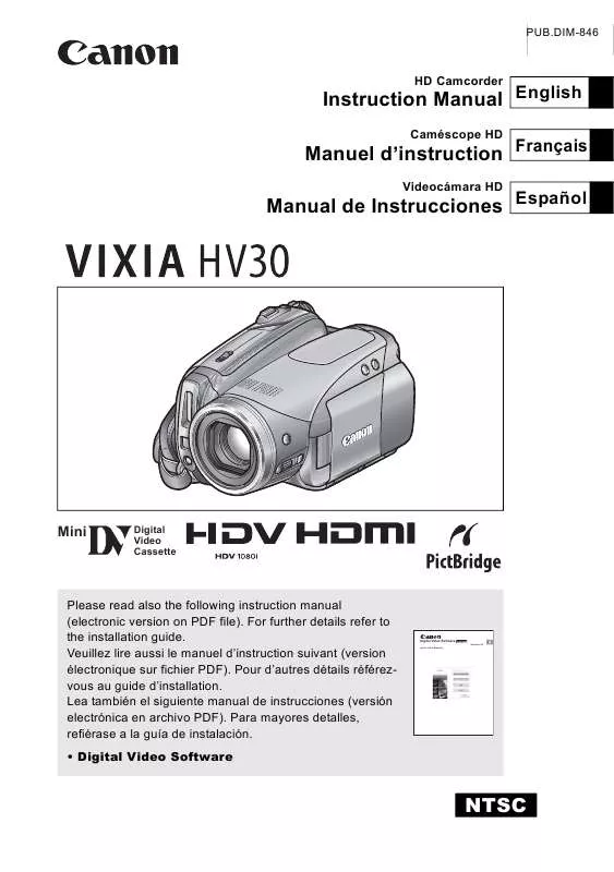 Mode d'emploi CANON VIXIA HV30