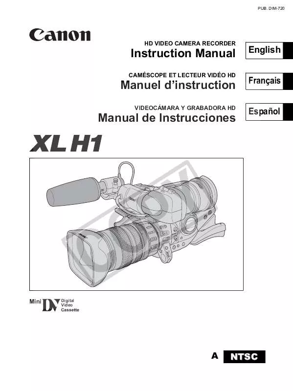 Mode d'emploi CANON XLH1