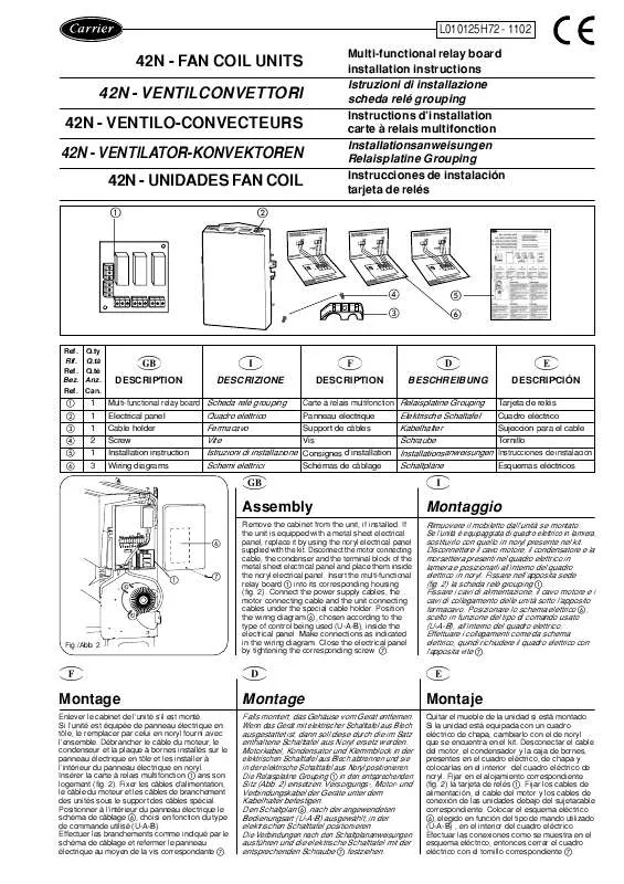 Mode d'emploi CARRIER 2G25H72A