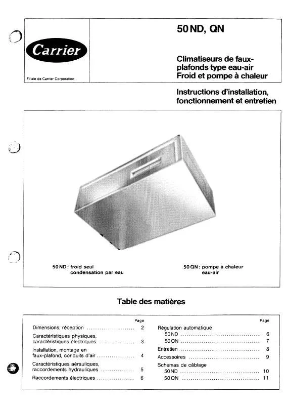 Mode d'emploi CARRIER 50QNIOM