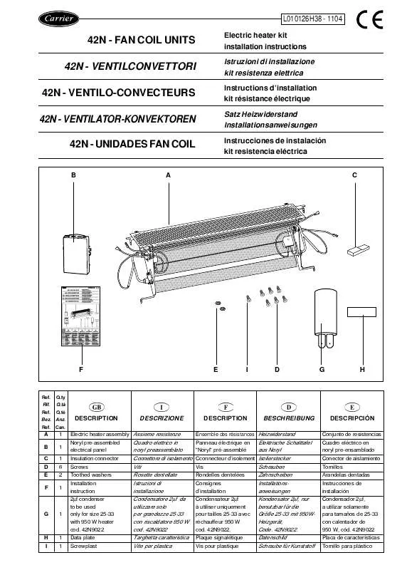 Mode d'emploi CARRIER 5G26H38B