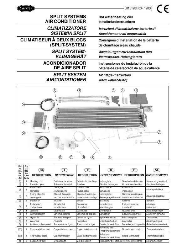 Mode d'emploi CARRIER 7G26H03A