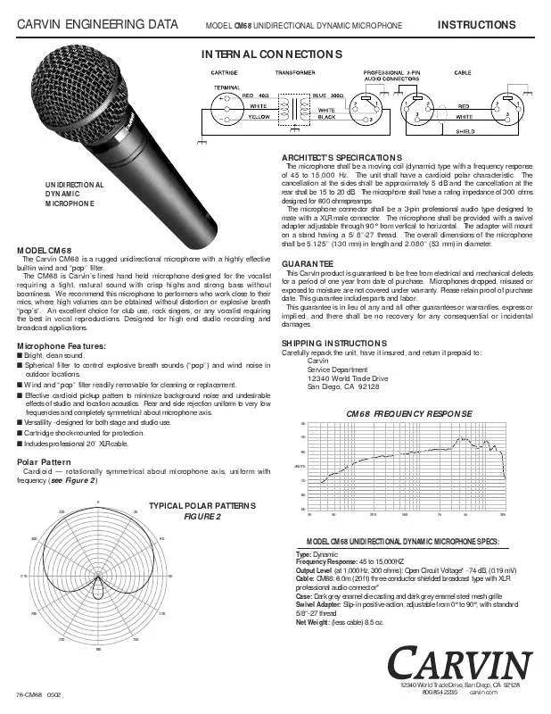 Mode d'emploi CARVIN CM68