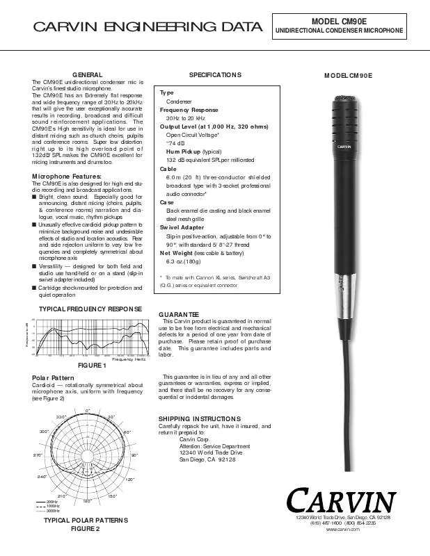 Mode d'emploi CARVIN CM90E