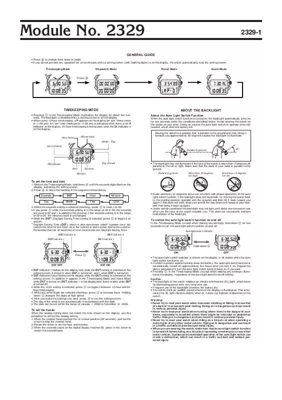 Mode d'emploi CASIO 2329