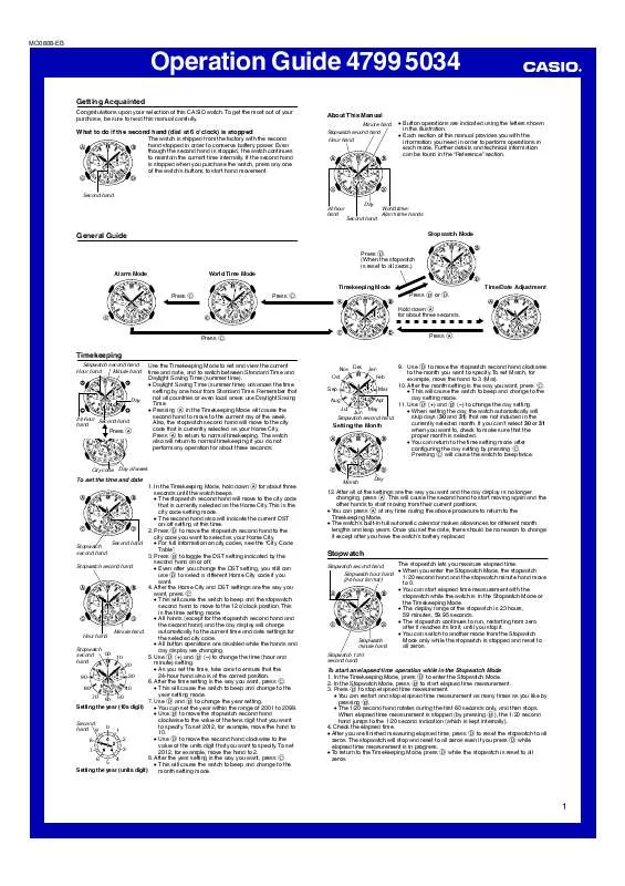 Mode d'emploi CASIO 4799