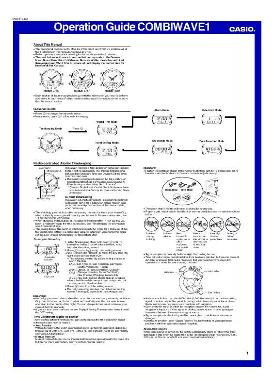 Mode d'emploi CASIO COMBIWAVE1