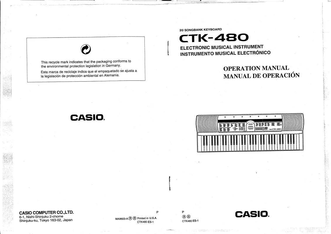 Mode d'emploi CASIO CTK-480