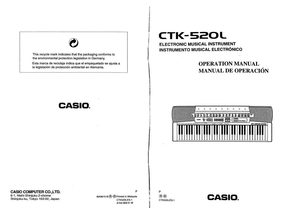 Mode d'emploi CASIO CTK-520L