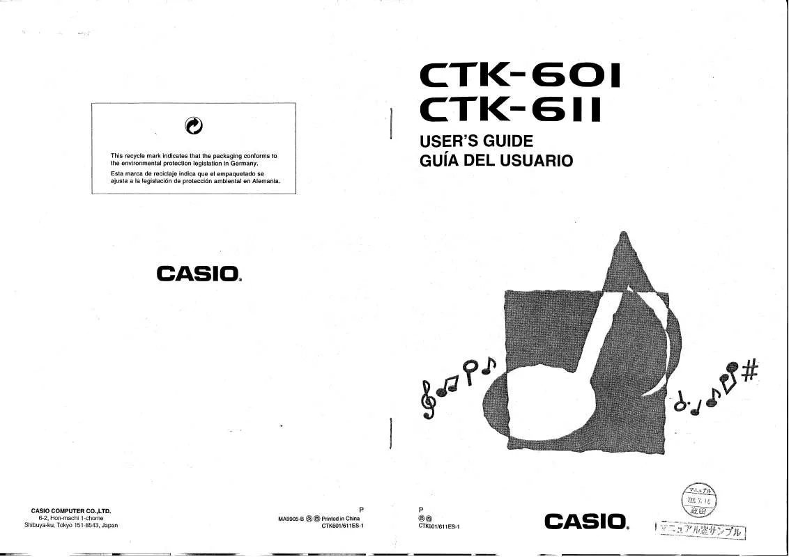 Mode d'emploi CASIO CTK-601