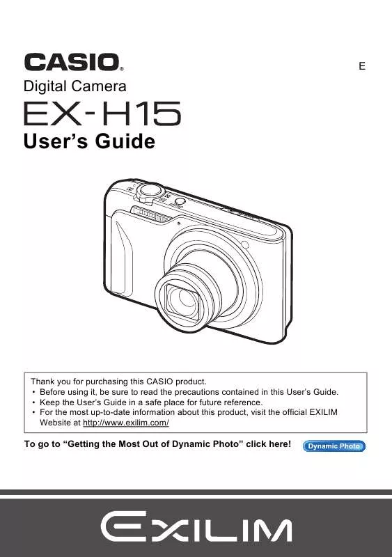 Mode d'emploi CASIO EXILIM EX-H15