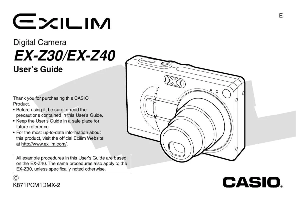 Mode d'emploi CASIO EXILIM EX-Z30