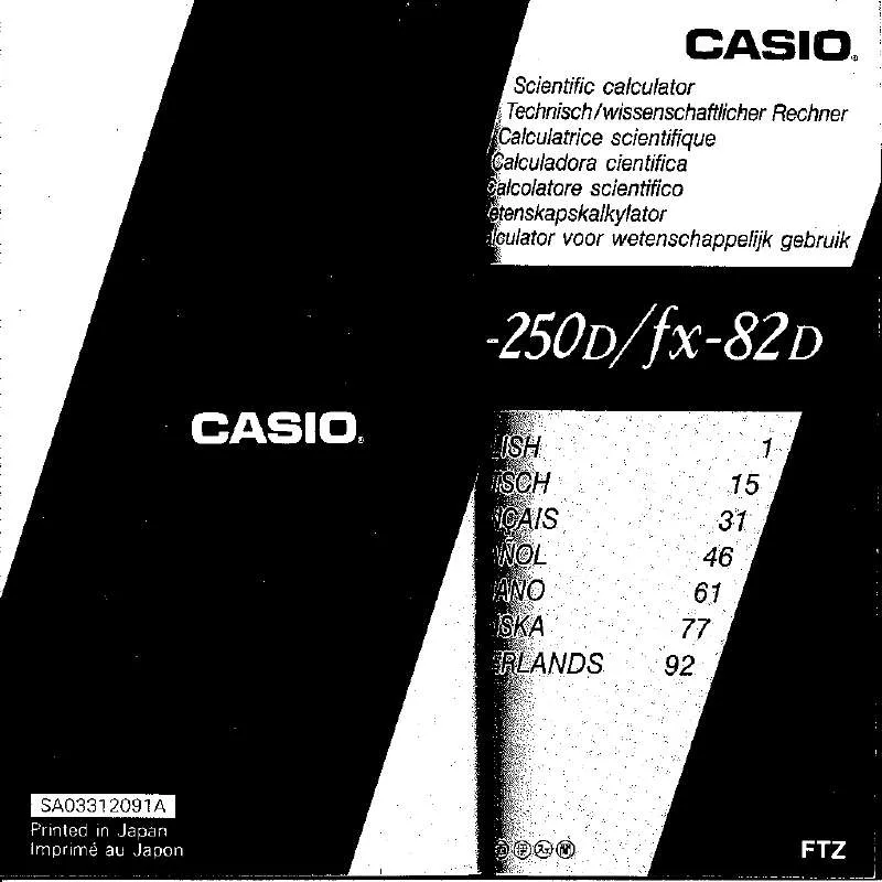 Mode d'emploi CASIO FX-82D